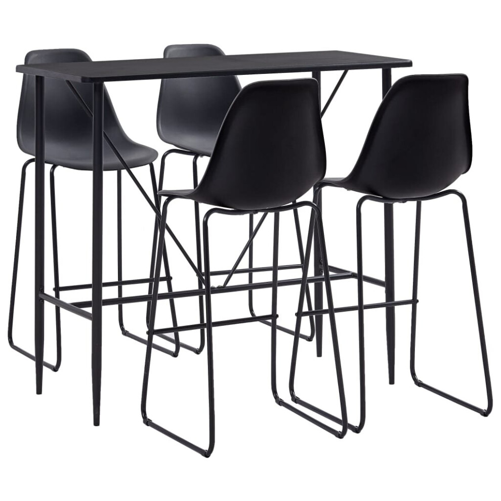 vidaXL Bar Set 5 Piece Plastic Black Pub Bistro Tables and Chairs Furniture