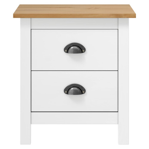 VidaXL vidaXL 2x Solid Wood Pine Bedside Cabinet Hill White Sideboard Side Cabinet 2