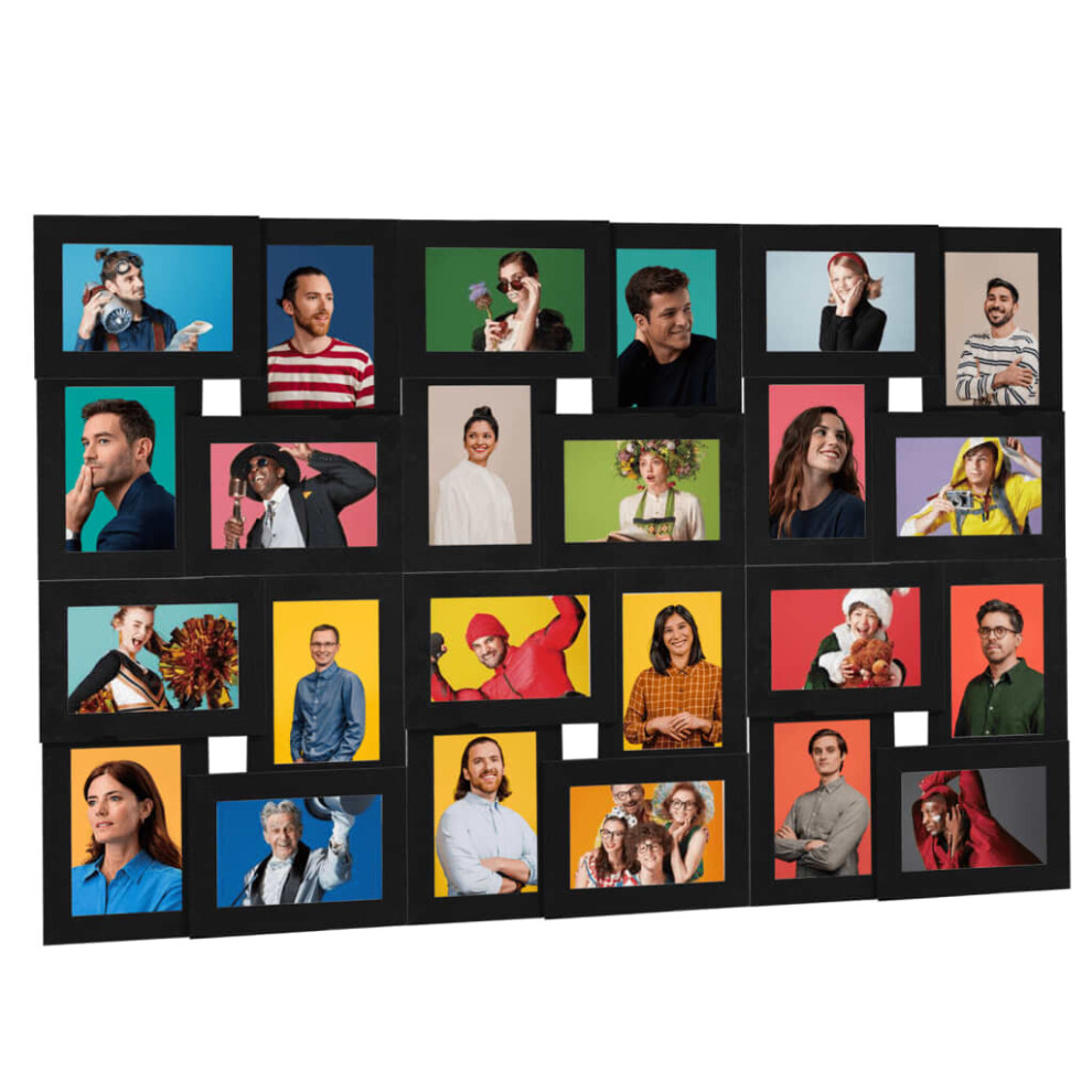 vidaXL Collage Photo Frame for 24x(10x15 cm) Picture Black MDF Poster Frame