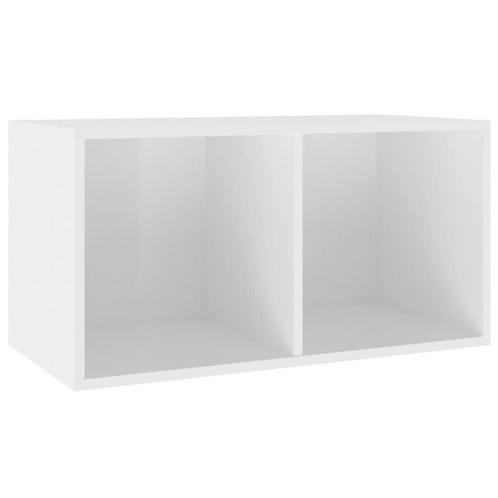 vidaXL Vinyl Storage Box High Gloss White Engineered Wood Recorder Collection