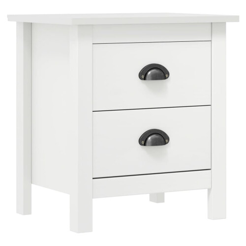 VidaXL vidaXL 2x Solid Wood Pine Bedside Cabinet Hill White Sideboard Side Cabinet 1