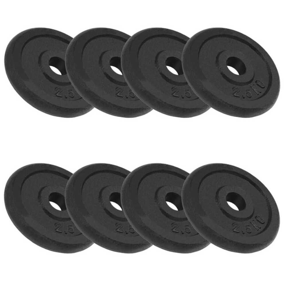 Vidaxl 8X Weight Plates 8X2.5 Kg Cast Iron Fitness Gym For Dumbbell Lifting Bars