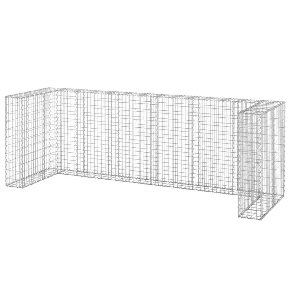 Vidaxl (320 X 100 X 110 Cm) Gabion Wall For Garbage Bins Galvanised Steel Wheelie Bin Multi Sizes