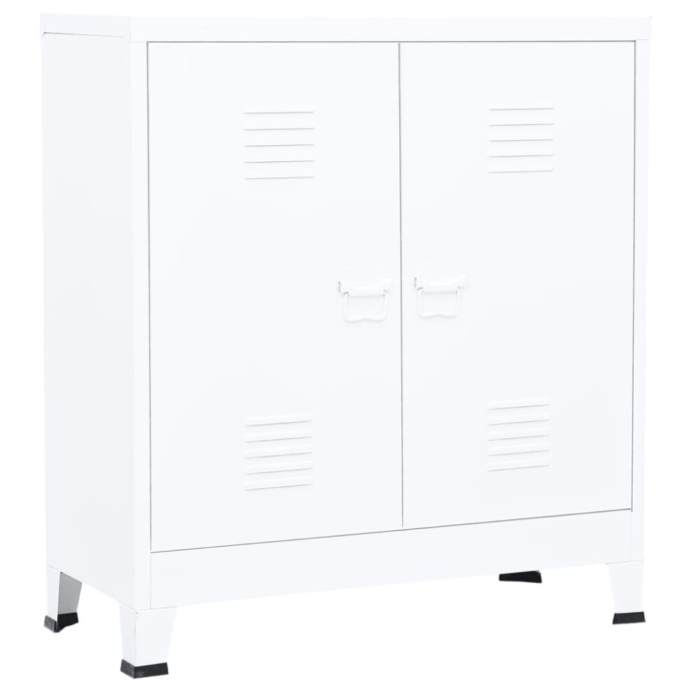 Vidaxl Industrial Storage Chest White Steel Sideboard Cabinet Storage Trunk