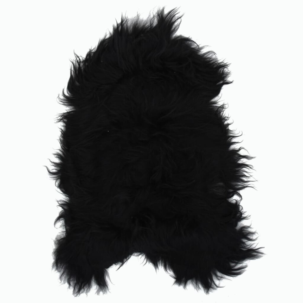 vidaXL Icelandic Sheepskin Chair Cover Black Rug Floor Carpet Chair Cushion