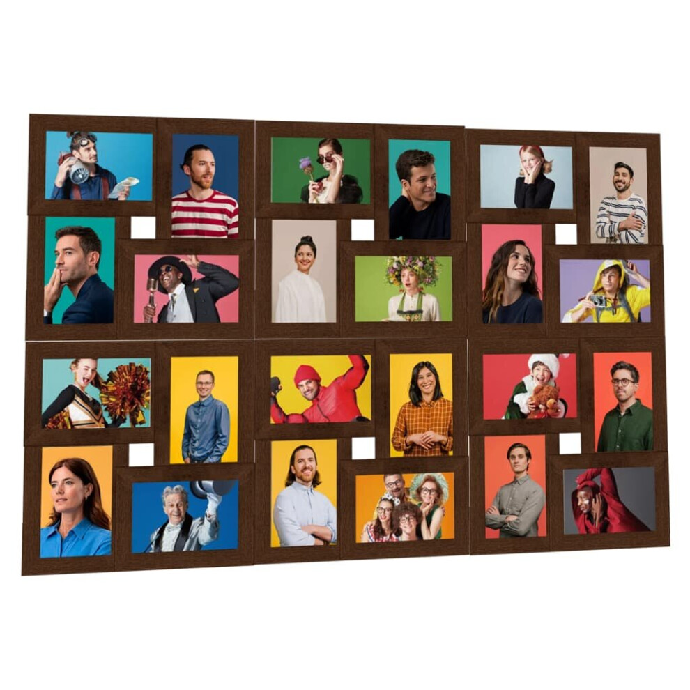 vidaXL Collage Photo Frame for 24x(10x15 cm) Picture Dark Brown MDF Home Decor