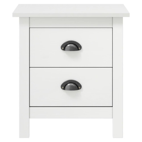 VidaXL vidaXL 2x Solid Wood Pine Bedside Cabinet Hill White Sideboard Side Cabinet 2