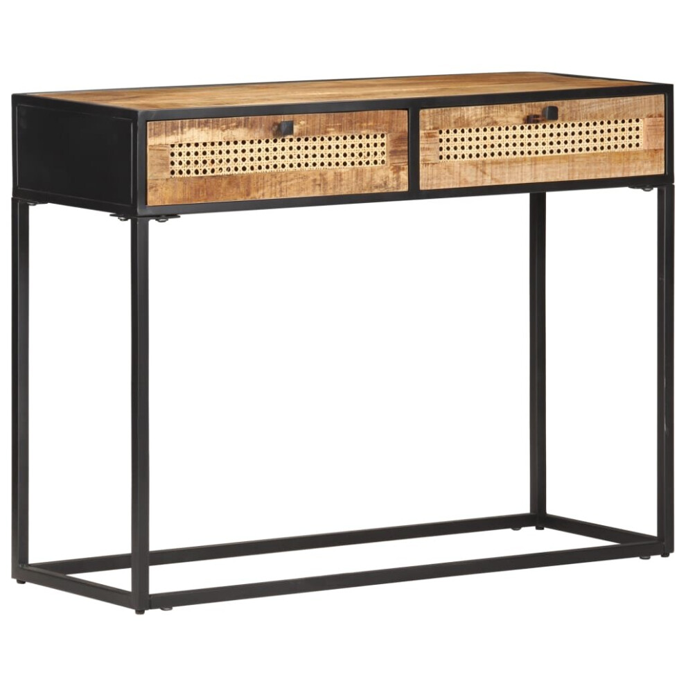 Vidaxl Rough Mango Wood Console Table Natural Cane Accent Table Living Room
