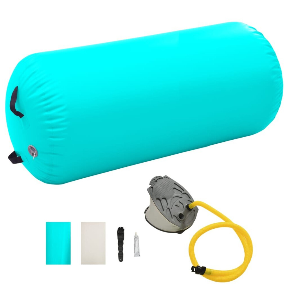 Vidaxl Inflatable Gymnastic Roll With Pump Pvc Green Training Cylinder Gym