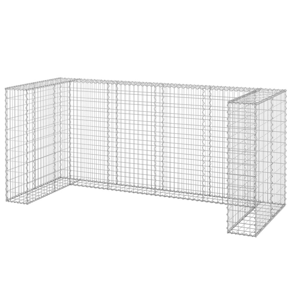 Vidaxl (250 X 100 X 110 Cm) Gabion Wall For Garbage Bins Galvanised Steel Wheelie Bin Multi Sizes