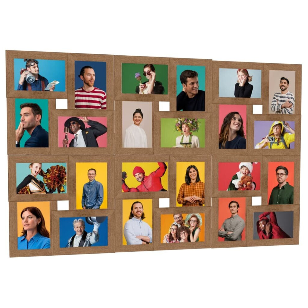 vidaXL Collage Photo Frame for 24x(10x15 cm) Picture Light Brown MDF Decor