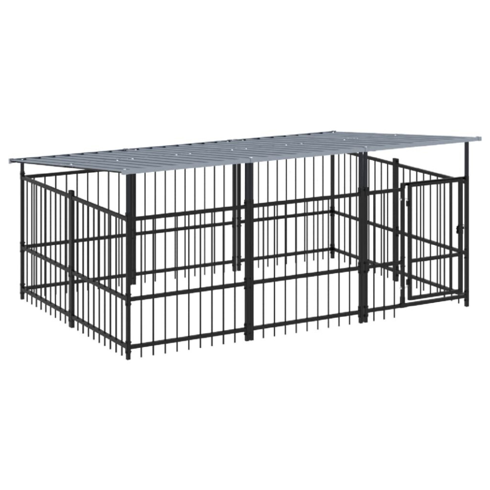 (297 x 198 x 128 cm) vidaXL Outdoor Dog Kennel Steel Puppy Crate Pet Cage Enclosure Multi Sizes