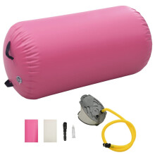 vidaXL Inflatable Gymnastic Roll with Pump PVC Pink Training Cylinder Gym