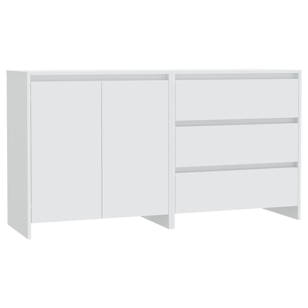 Vidaxl (White) Sideboard 2 Piece Buffet Cabinet Cupboard Highboard Engineered Wood White