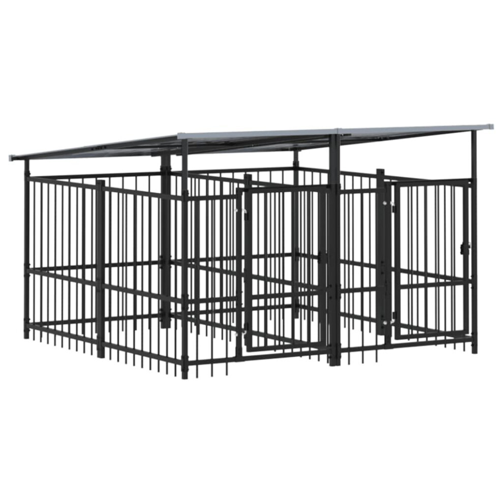 (200 x 198 x 128 cm) vidaXL Outdoor Dog Kennel Steel Puppy Crate Pet Cage Enclosure Multi Sizes