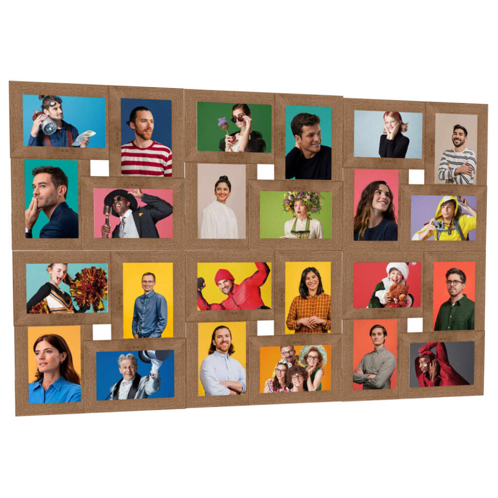 vidaXL Collage Photo Frame for 24x(13x18 cm) Picture Light Brown MDF Decor