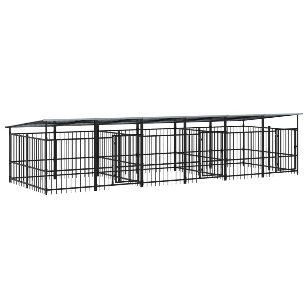 (588 x 198 x 128 cm) vidaXL Outdoor Dog Kennel Steel Dog Crate Pet Cage Puppy Enclosure Multi Sizes