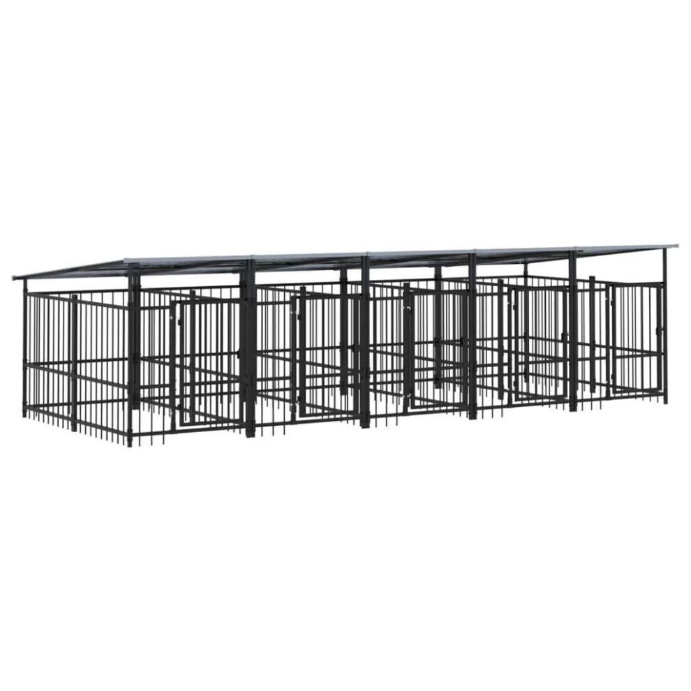 (491 x 198 x 128 cm) vidaXL Outdoor Dog Kennel Steel Puppy Crate Pet Cage Enclosure Multi Sizes