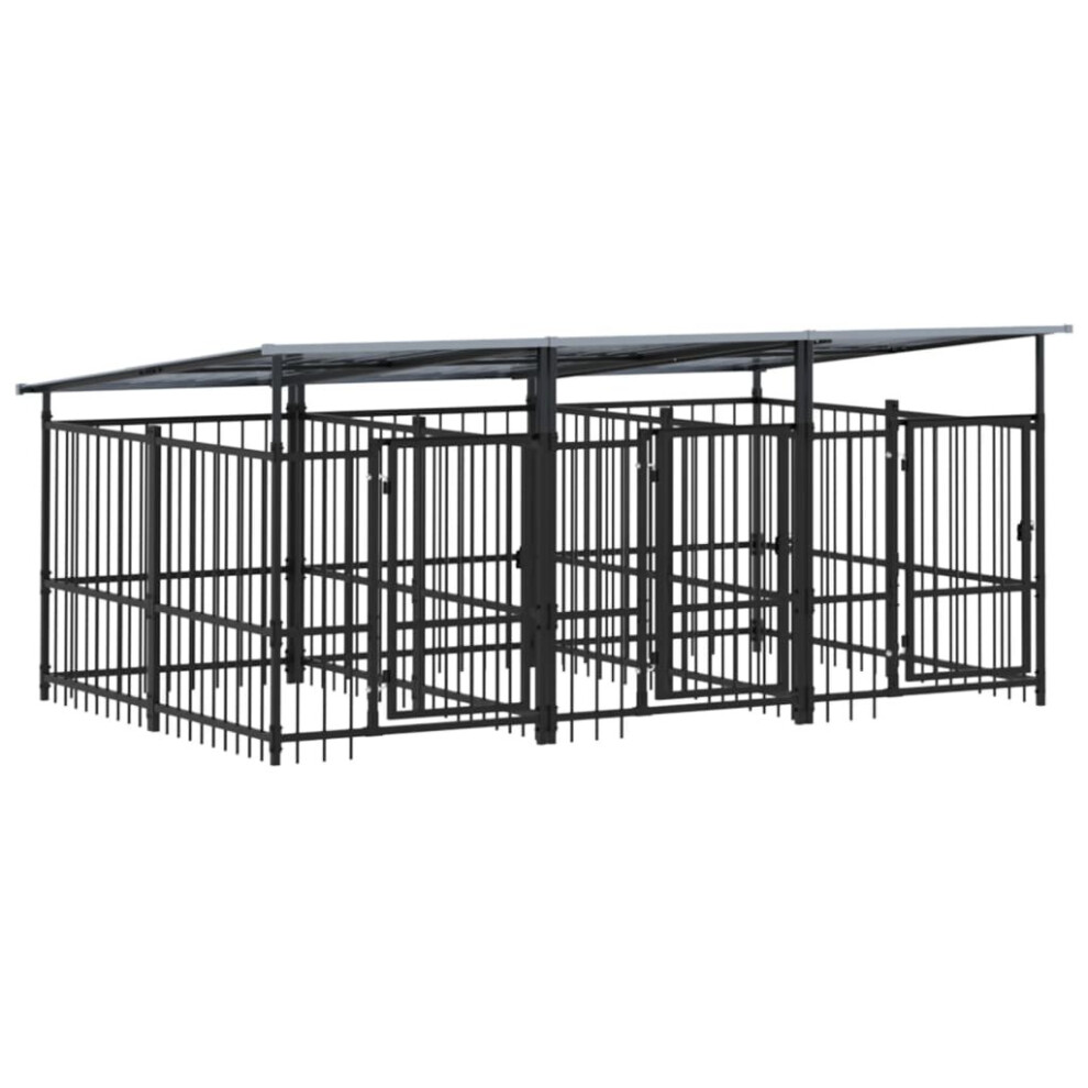 (297 x 198 x 128 cm) vidaXL Outdoor Dog Kennel Steel Puppy Crate Pet Cage Enclosure Multi Sizes