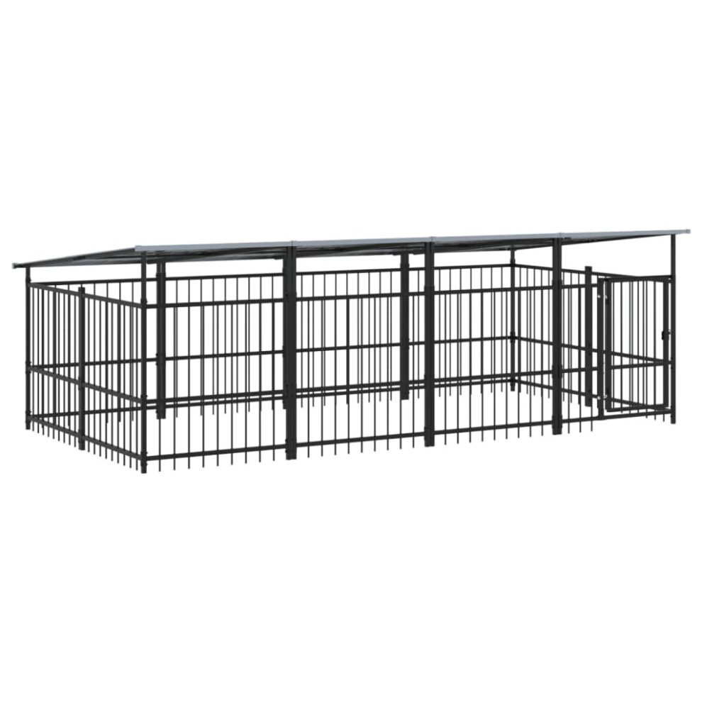 (394 x 198 x 128 cm) vidaXL Outdoor Dog Kennel Steel Puppy Crate Pet Cage Enclosure Multi Sizes