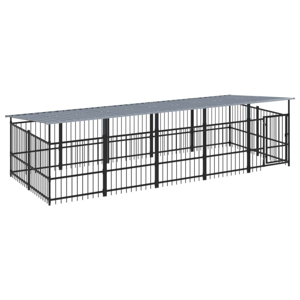 (491 x 198 x 128 cm) vidaXL Outdoor Dog Kennel Steel Puppy Crate Pet Cage Enclosure Multi Sizes