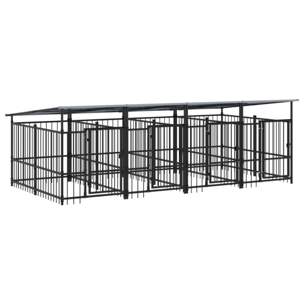 (394 x 198 x 128 cm) vidaXL Outdoor Dog Kennel Steel Puppy Crate Pet Cage Enclosure Multi Sizes