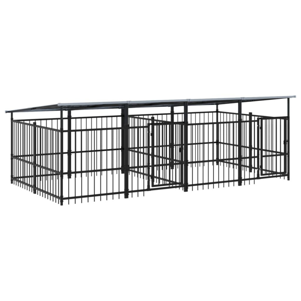 (394 x 198 x 128 cm) vidaXL Outdoor Dog Kennel Steel Dog Crate Pet Cage Puppy Enclosure Multi Sizes