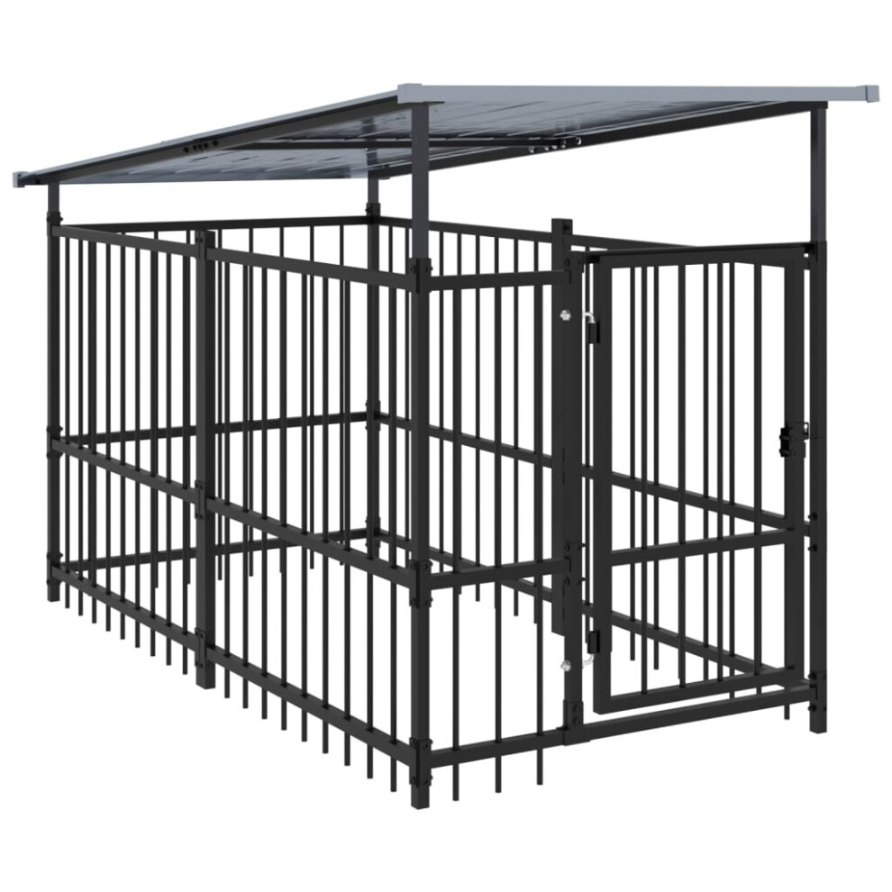 (103 x 198 x 128 cm) vidaXL Outdoor Dog Kennel Steel Puppy Crate Pet Cage Enclosure Multi Sizes