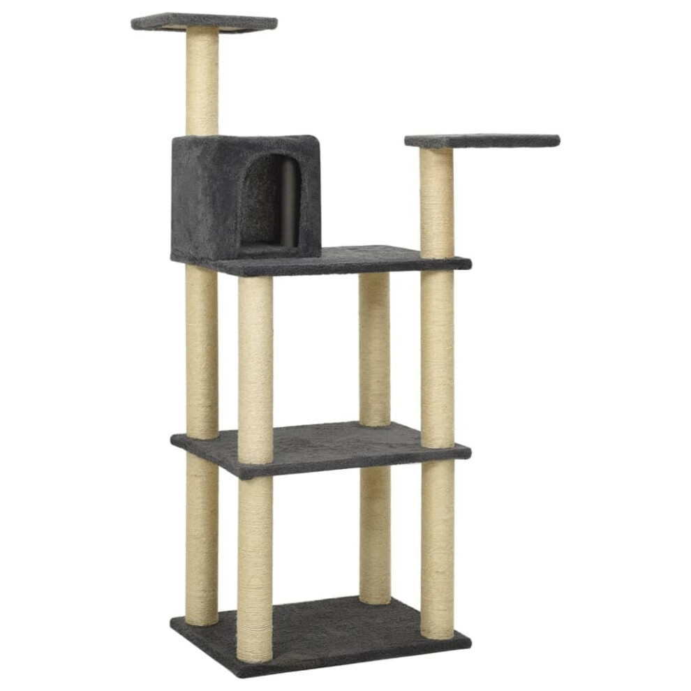 vidaXL Cat Tree with Sisal Scratching Posts Dark Grey Cat Condo Play Tower