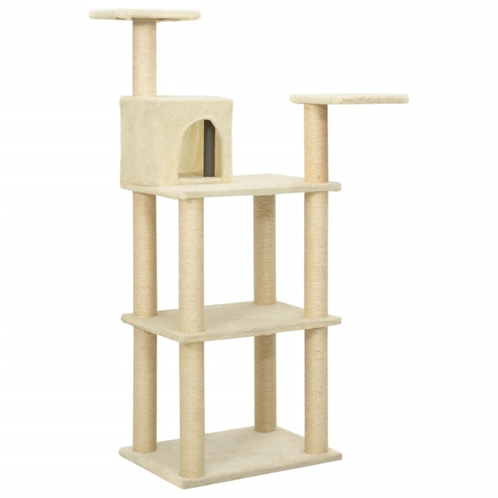 vidaXL Cat Tree with Sisal Scratching Posts Cream Cat Furniture Play Tower