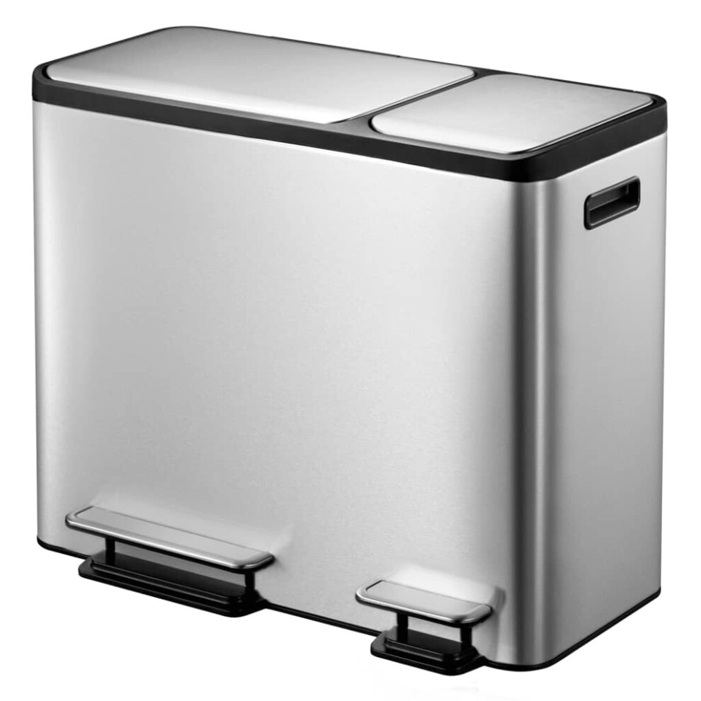 EKO Pedal Bin EcoCasa 30+15 L Matte Silver Kitchen Dustbin Waste Rubbish Bin