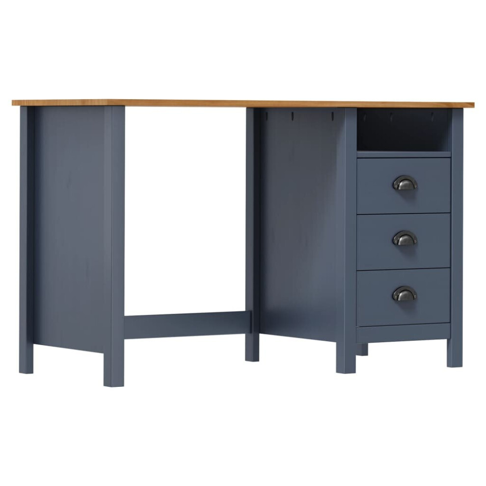 vidaXL Solid Wood Pine Desk Hill with 3 Drawers Grey 120x50x74 cm Writing Desk