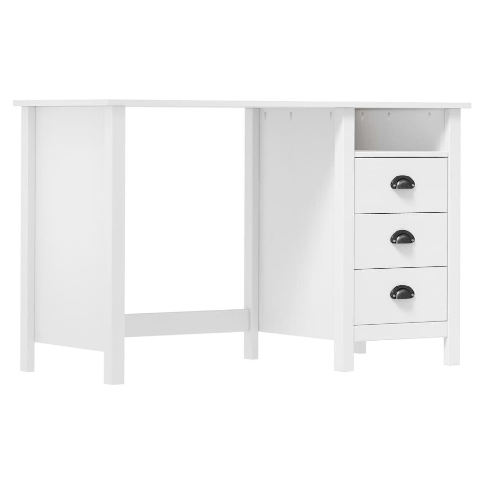 vidaXL Solid Wood Pine Desk Hill with 3 Drawers 120x50x74 cm Writing Desk