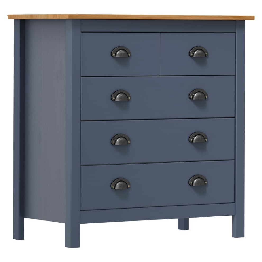 vidaXL Solid Wood Pine Sideboard Hill Grey 79x40x80 cm Wooden Side Cabinet