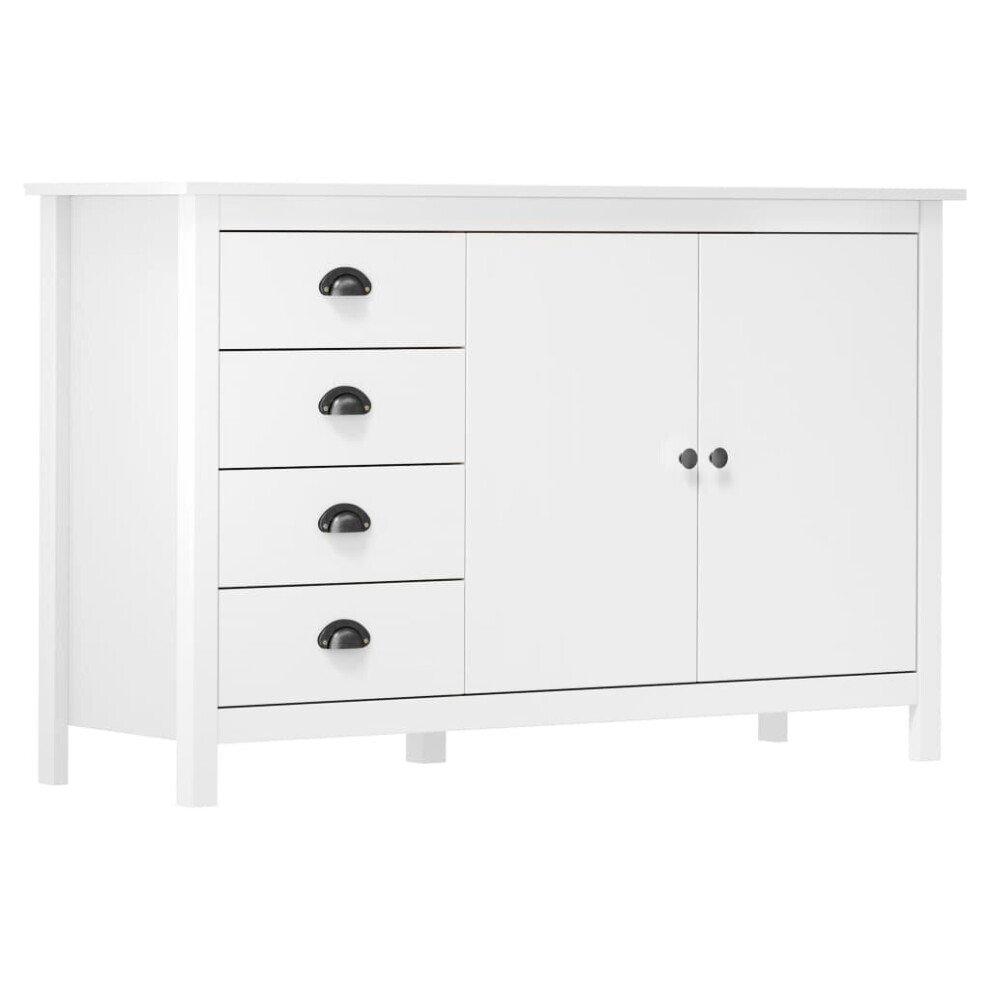 vidaXL Solid Wood Pine Sideboard Hill White 130x40x80 cm Wooden Side Cabinet