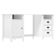 vidaXL Solid Wood Pine Desk Hill White 150x50x74 cm Office Wooden Writing Desk