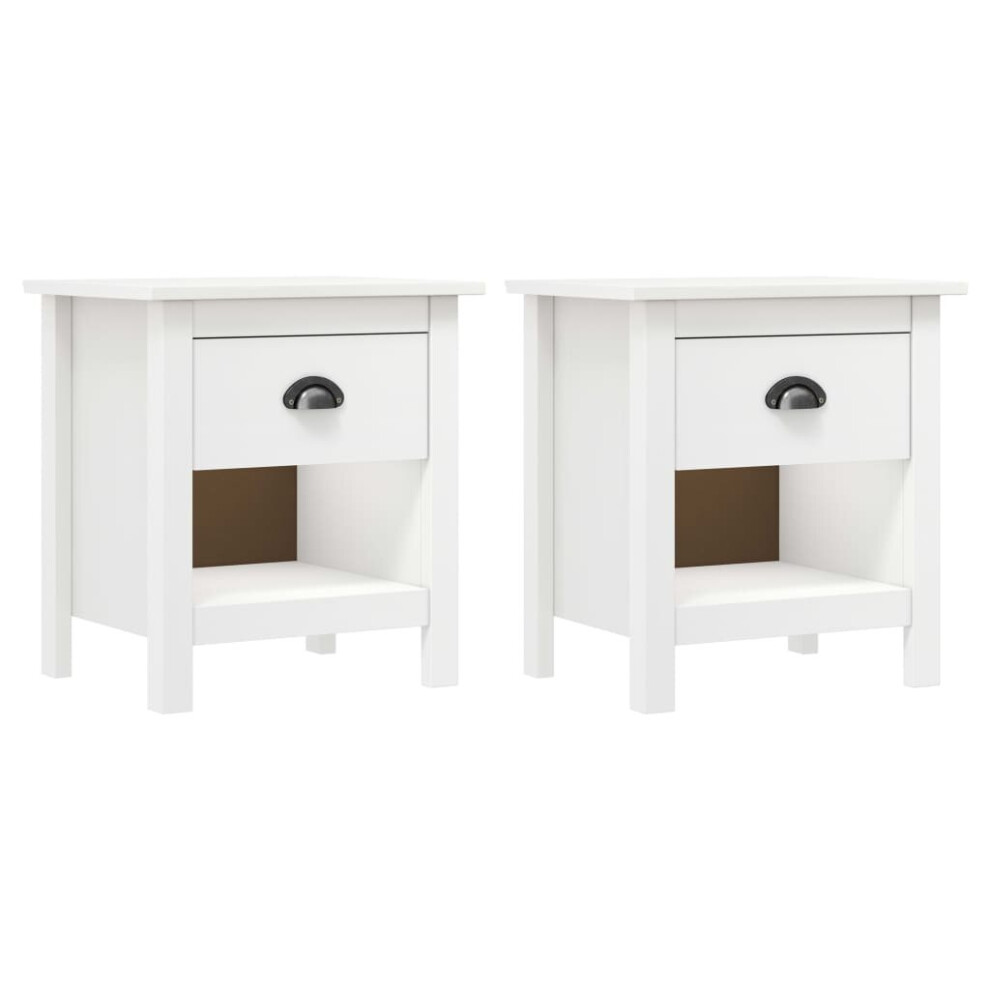 vidaXL 2x Solid Wood Pine Bedside Cabinets Hill Sideboard Bedroom Side Cabinet