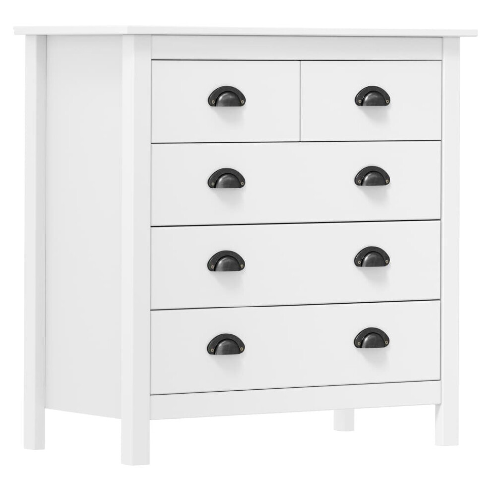 Vidaxl Solid Wood Pine Sideboard Hill White 79X40x80 Cm Storage Organiser