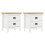 VidaXL vidaXL 2x Solid Wood Pine Bedside Cabinet Hill White Sideboard Side Cabinet 1
