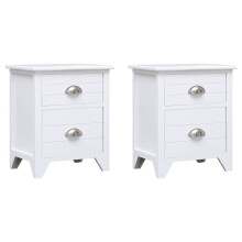 vidaXL 2x Nightstand with 2 Drawers White Bedside Storage Cabinet Table Stand