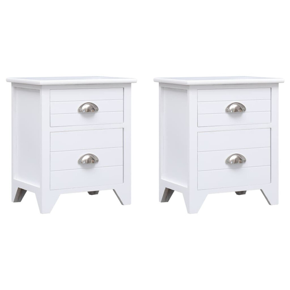 vidaXL 2x Nightstand with 2 Drawers White Bedside Storage Cabinet Table Stand