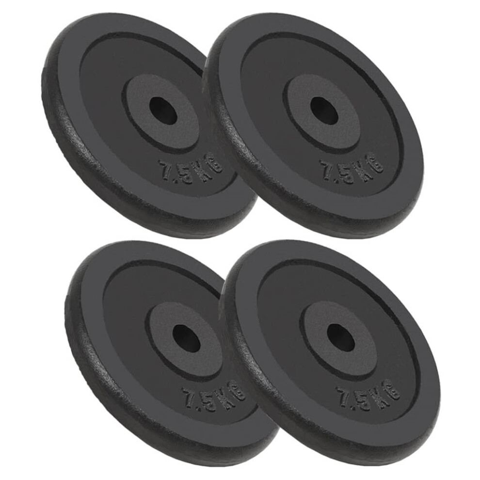 vidaXL 4x Weight Plates 4x7.5 kg Cast Iron Fitness Gym for Dumbbell Lifting Bars