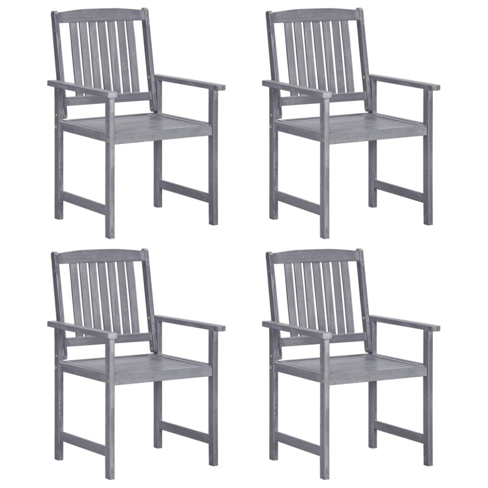 Vidaxl 4X Solid Acacia Wood Garden Chairs Grey Wooden Garden Chair Seat
