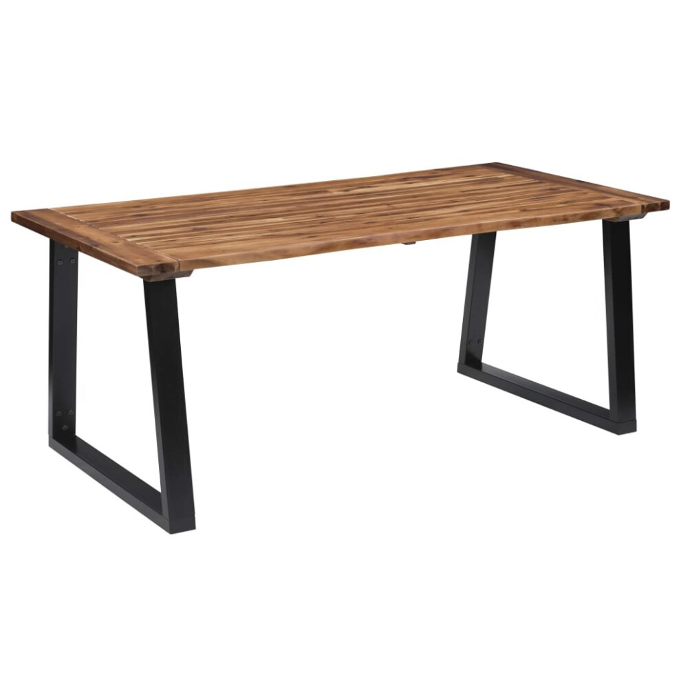 vidaXL Solid Acacia Wood Dining Table 180cm Dining Room Desks Steel Legs Stand