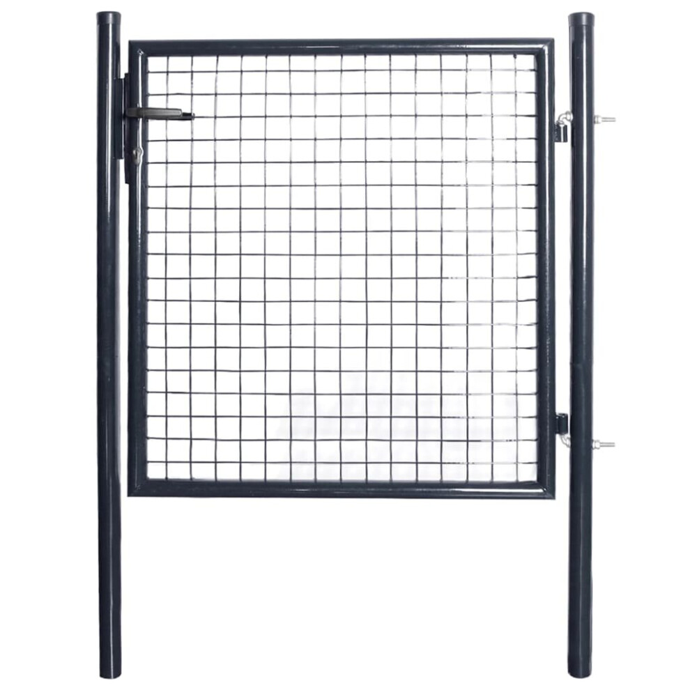 Vidaxl Mesh Garden Gate Galvanised Steel 85.5X100cm Grey Outdoor Fencing Door 8718475624066