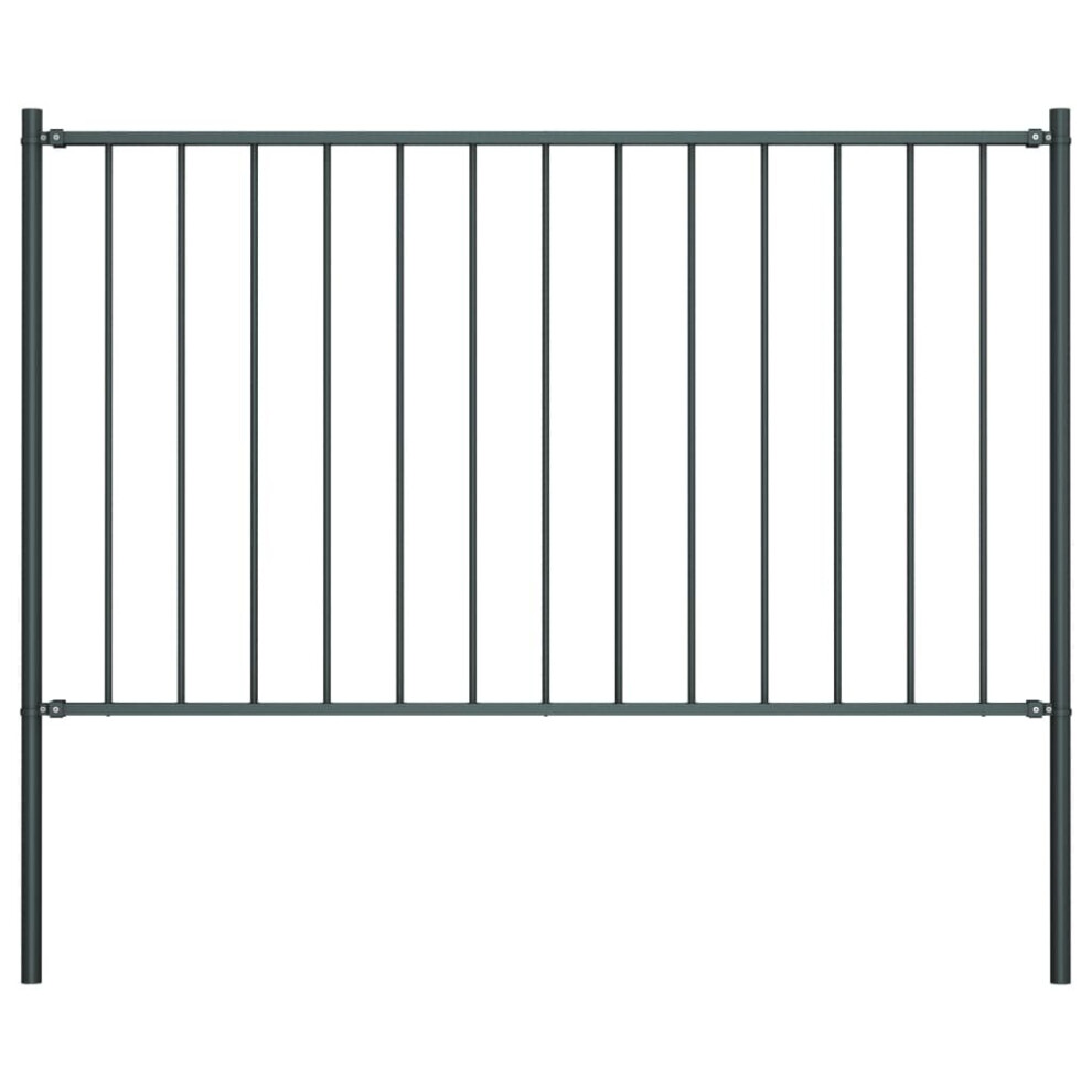 vidaXL Fence Panel with Posts Powder-coated Steel 1.7x1.25m Anthracite Barrier