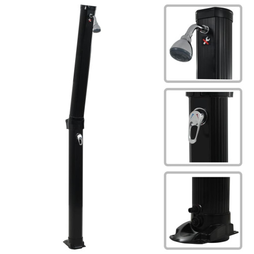 vidaXL foldbar solbruser sort 214 cm 23 L