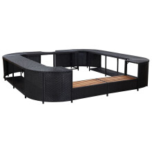 vidaXL Square Spa Surround Black Poly Rattan Chic Outdoor Hot Tub Enclosure