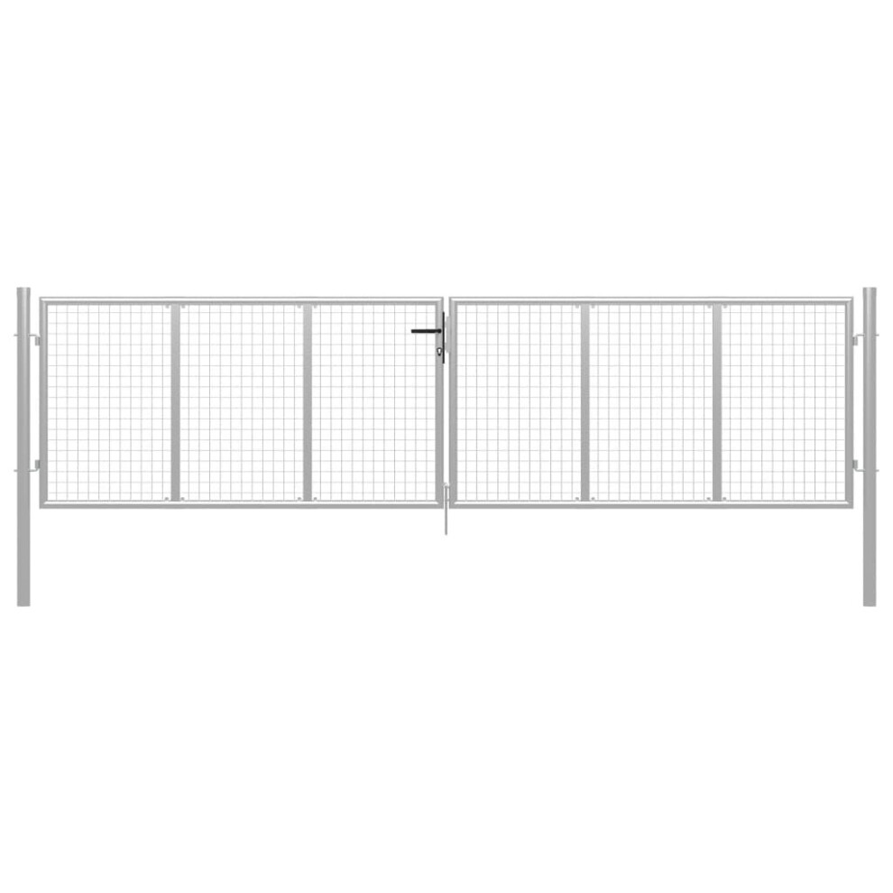 Vidaxl Garden Gate Galvanised Steel 415X150cm Silver Fence Door Patio Gate 8718475735793