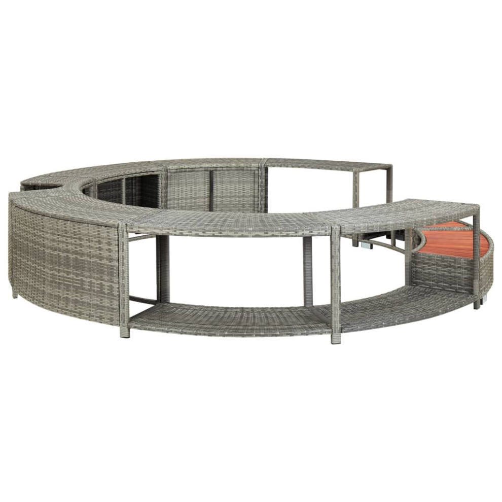 vidaXL Hot Tub Surround Grey Poly Rattan Outdoor Garden Relax Hot Tub Surround